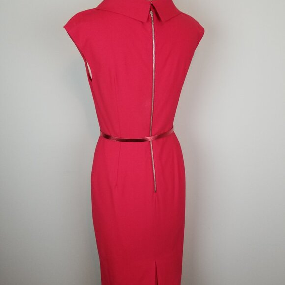 Rachel Roy Sexy Red Bombshell Wiggle Pencil Dress w/ Matching Belt * Size 4 - Picture 4 of 13